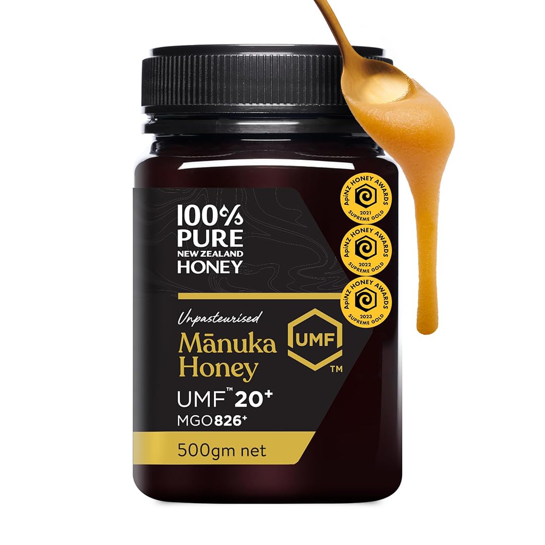 Manuka Honey UMF 20+ MGO 826+ 100% Pure New Zealand Raw, Unfiltered Certified Award Winning Silky Smooth Taste & Texture 17.6 Oz - Medaid International