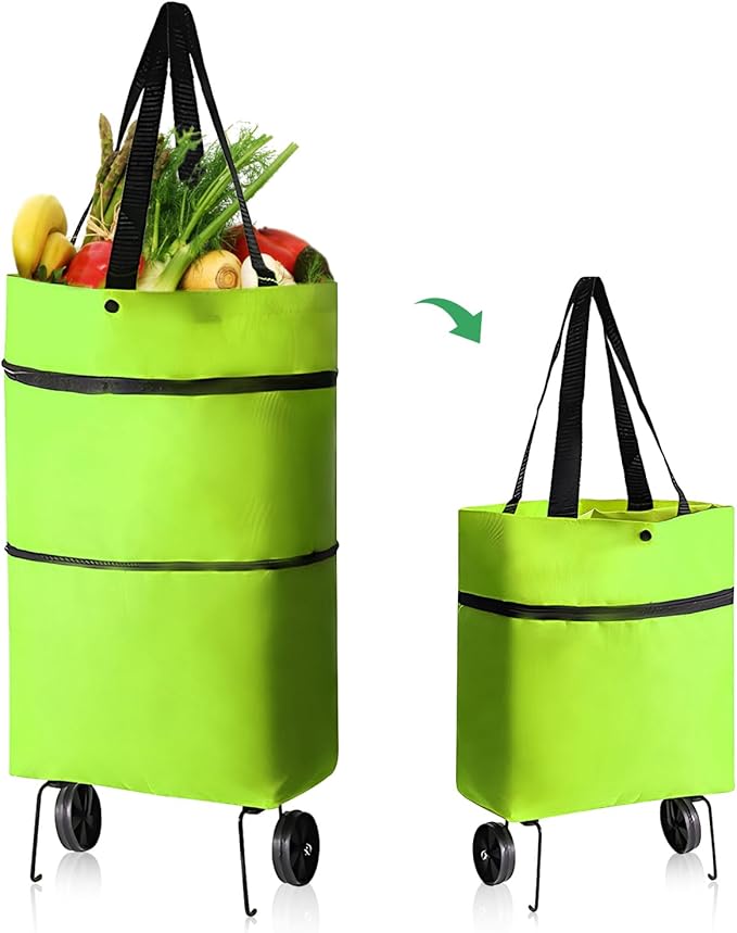 Collapsible Shopping Trolley Bag – Foldable Cart with Wheels