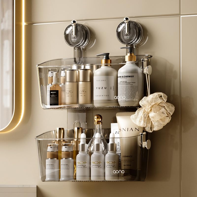 Transparent Suction Cup Wall Mounted Storage Rack
