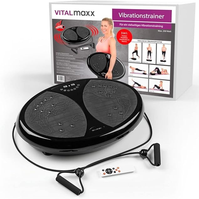 VITALmaxx Black Vibration Plate – 99 Levels, 10 Programs, Made in Germany