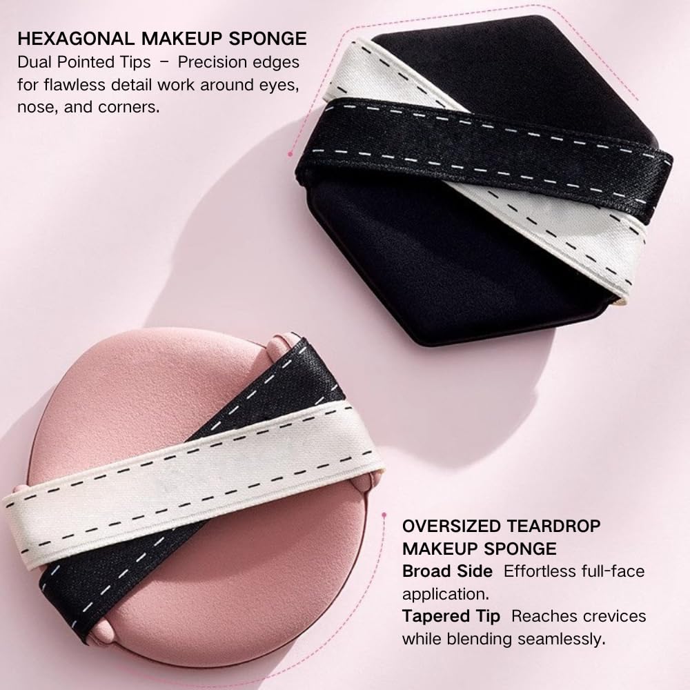 3 Pack Makeup Sponges, Blending Beauty Sponge for Liquid & Powder Foundation, Cream, Concealer Cosmetic Sponge Applicator for Flawless Face Makeup, Wet or Dry Use - Medaid International