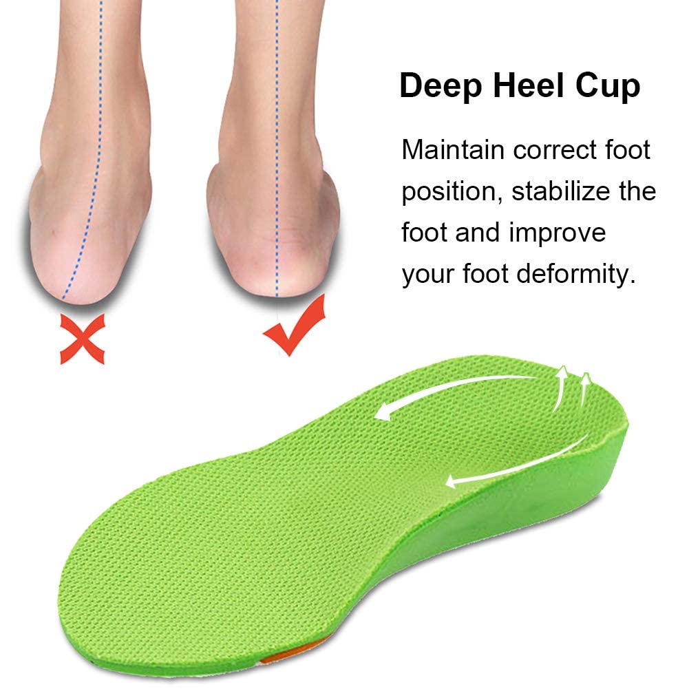 KASTWAVE Kids Orthotic Insoles - Arch Support Foam Inserts for Flat Feet & Plantar Fasciitis Relief, High Cushioning for Children (Sizes 36-39)