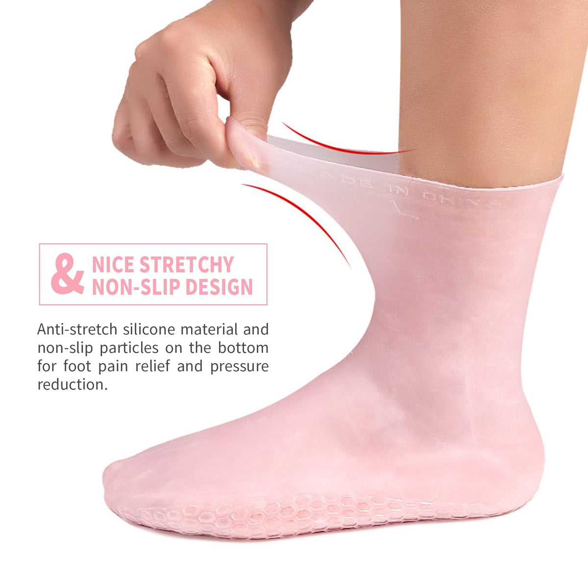 KASTWAVE Silicone Moisturizing Socks, Long Silicone Socks, Aloe Socks, Soft Gel Socks, for Dry Cracked Feet Women, Calluses, Spa Gel Socks Foot Care by, Dry Feet, Softening Calluses, Rough Skin
