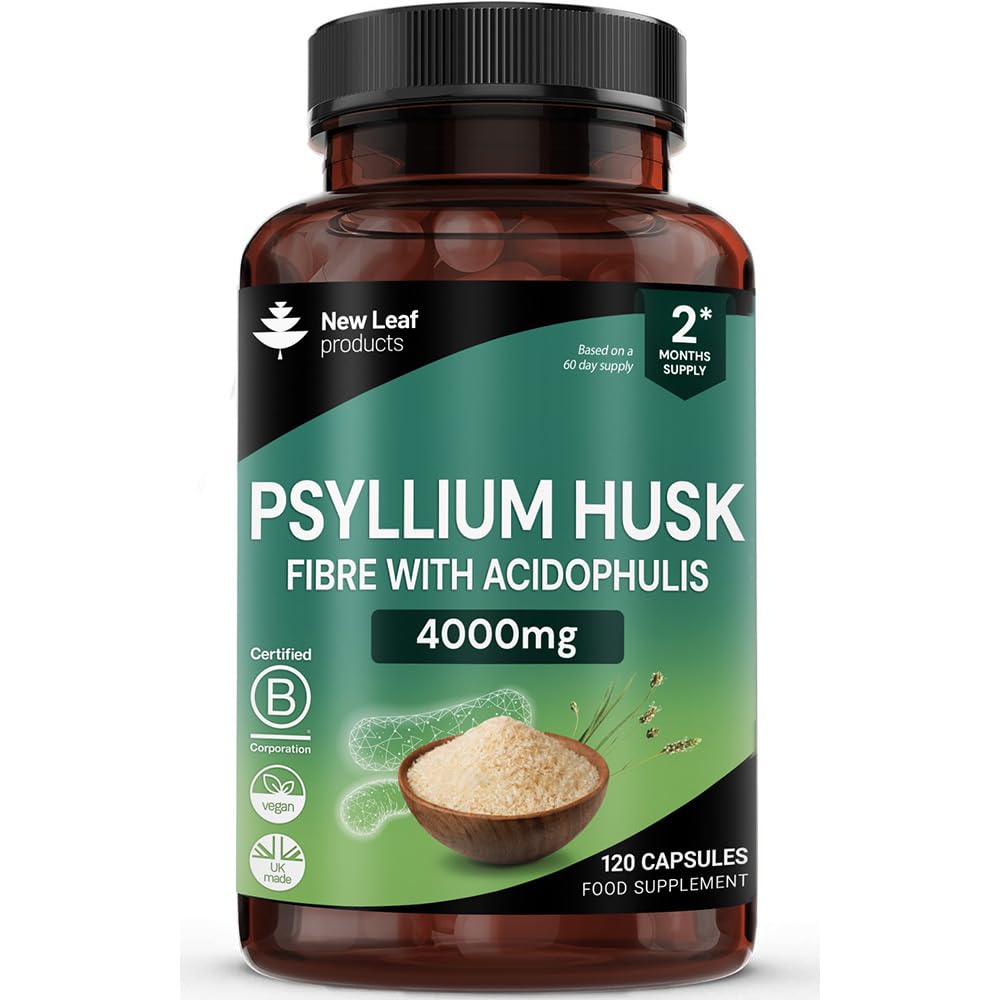 Psyllium Husk Capsules Enriched With Probiotics Fibre Supplement High Absorbency Strength Contributes Towards Gut And Digestive Health from Plantago Ovata Seeds, Ispaghula Husk, Gluten-Free Made in UK - Medaid International