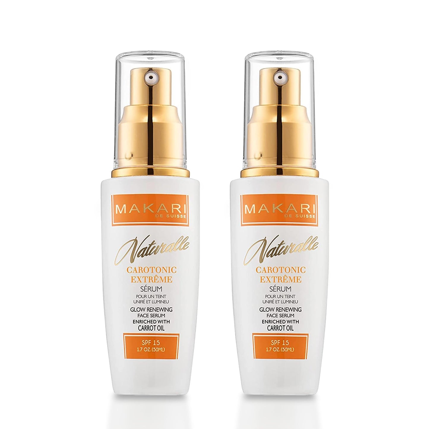 Makari Naturalle Carotonic Extreme Brightening Serum SPF15 (1.7 Oz) 2 Pack, Helps Heal Blemishes, Scars and Imperfections | Brightens, Smoothens, & Gives Antioxidant Protection - Medaid International