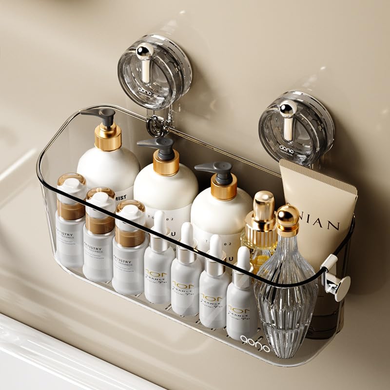 Transparent Suction Cup Wall Mounted Storage Rack