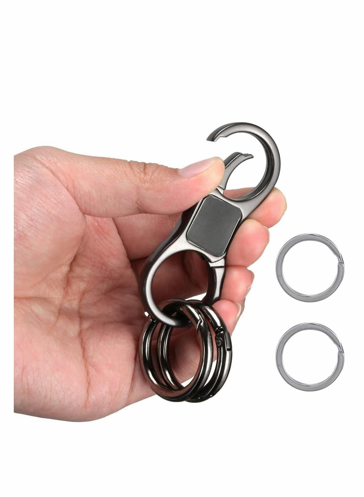 KASTWAVE Heavy Duty Detachable Keychain with Quick-Release Clip - Stylish Horseshoe Design for Men & Women (Black)