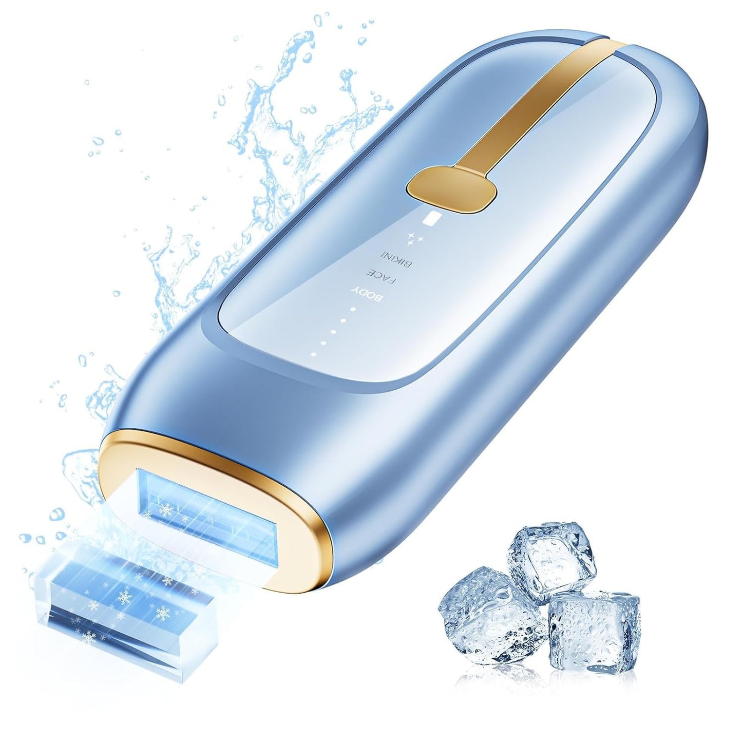 LUBEX Painless Sapphire Ice Cooling IPL Laser Hair Removal Device at Home for Women & Men, 1,000,000+ Unlimited Flashes, Safe and Permanent, Alternative to Salon Hair Removal for Face, Body, Bikini - Medaid International