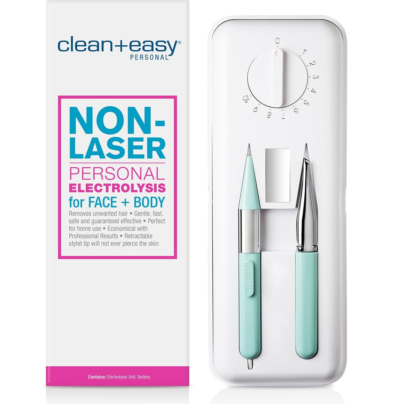 Clean + Easy Electrolysis Machine for Permanent Hair Removal - Non-Laser, Painless Electrolysis Hair Removal for Face & Body, At-Home Remover Device - Medaid International