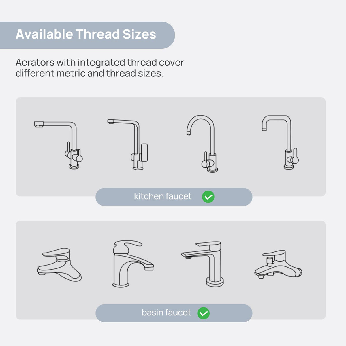 JOMOO Splash Filter Faucet Aerator, 360-Degree Rotate Conservation Faucet with 5 Adapters and Gasket, Faucet Sprayer Replacement Part for Kitchen and Bathroom