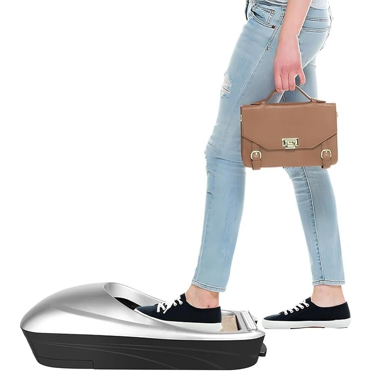Automatic Shoe Cover Dispenser Machine, for Home, Lab, Office, Hotel, Exhibition, Factory to Protect the Floor, with 1 Roll Overshoe Film Silver Kit