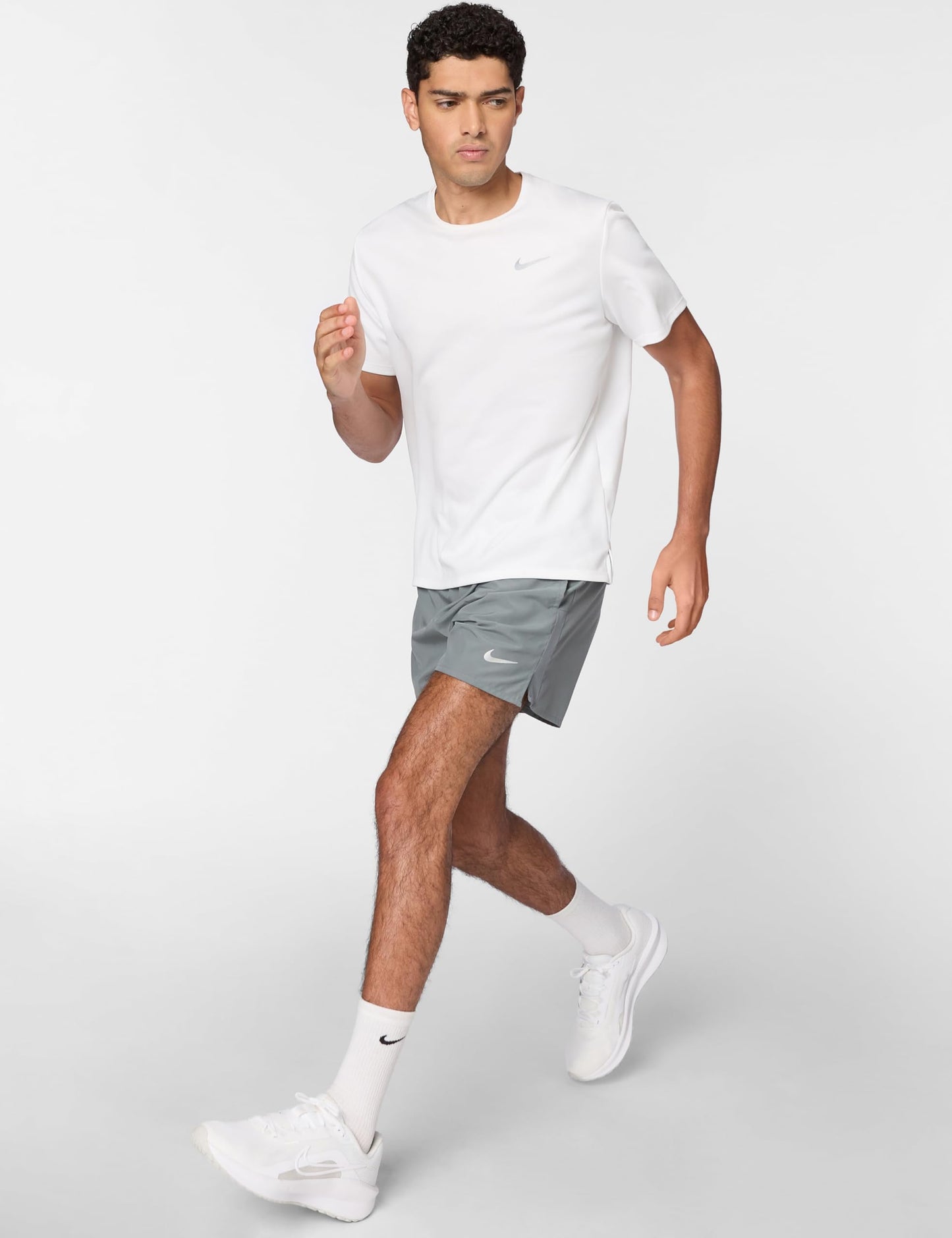 Nike Men's Miler Dri-Fit UV Short-Sleeve Running Top, White/Reflective Silver, Small - Medaid International