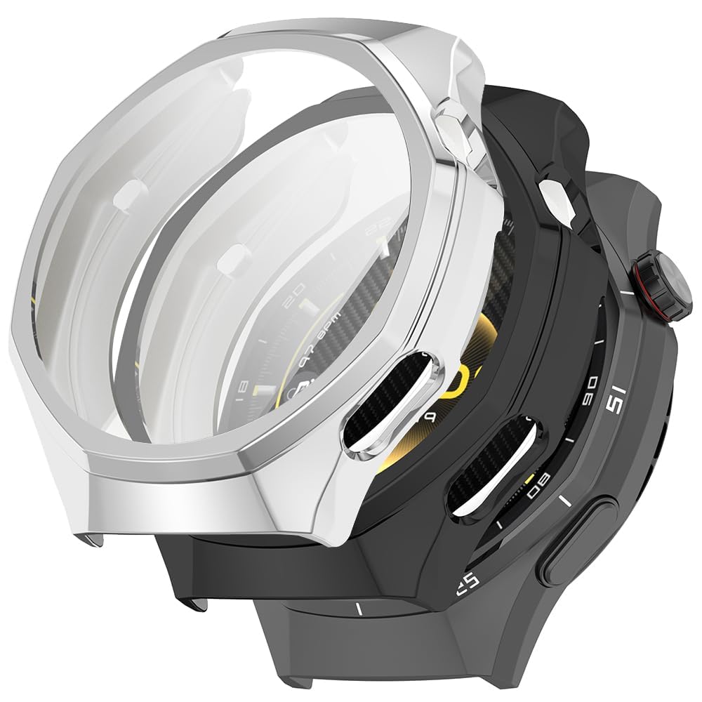 KASTWAVE for Huawei Watch GT6 Pro 46MM Watch Case, 2Pcs High Transparency All-Round Protective Case with Screen Protector, HD Tempered Glass Watch Case Cover Compatible with HUAWEI GT6 Pro Accessories
