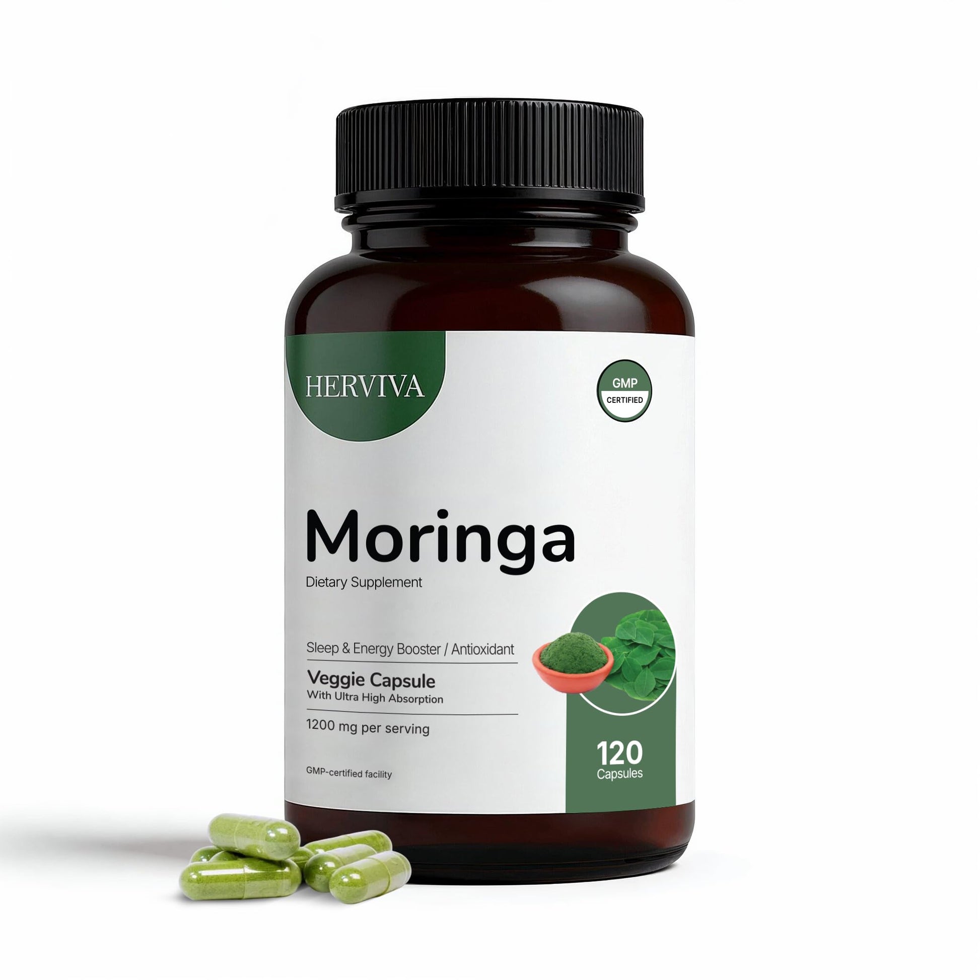 HERVIVA Moringa Capsules-1200 mg of Organic Moringa –Vegan Capsules - Medaid International