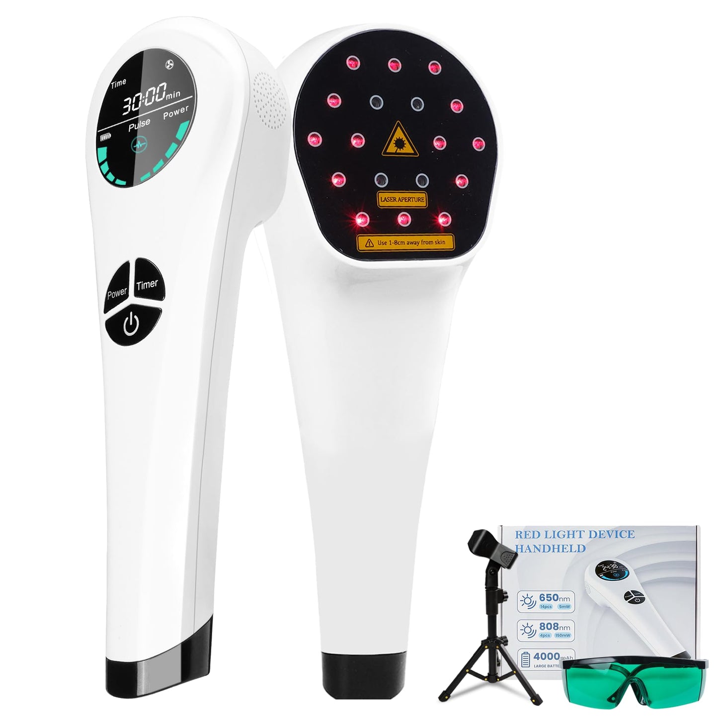 Upgrade Handheld Red Light Therapy Devices with Stand - 4*808nm & 14*650nm Dual Wavelength, Cold Laser Therapy Device for Muscle & Joint Pain Relief, Portable Cold Light Laser Therapy for Human & Pets - Medaid International