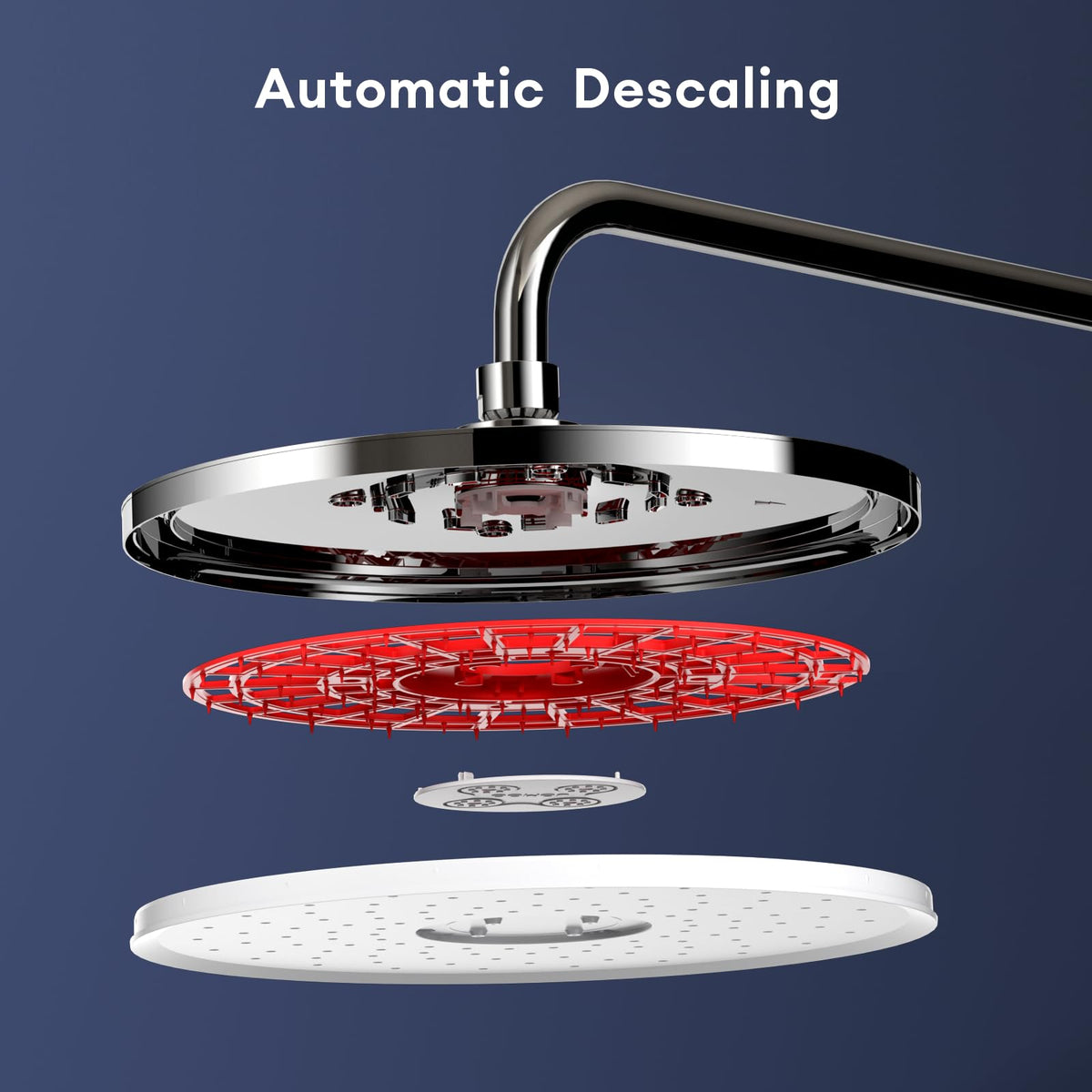 JOMOO Rain Shower Head, 9 inch High Pressure Rainfall Showerhead, Ultra-Thin Design Automatic Descaling Rainfall Fixed Shower Head with Silicone Nozzle (228mm, Chrome)