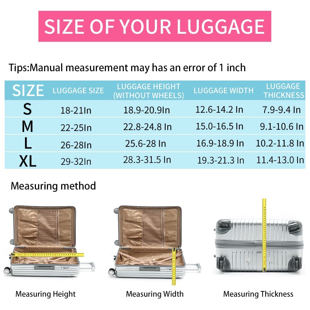Luggage Cover, KASTWAVE Washable Suitcase Cover, Anti-scratch Suitcase Protector Fits 18-32 Inch Luggage (M)