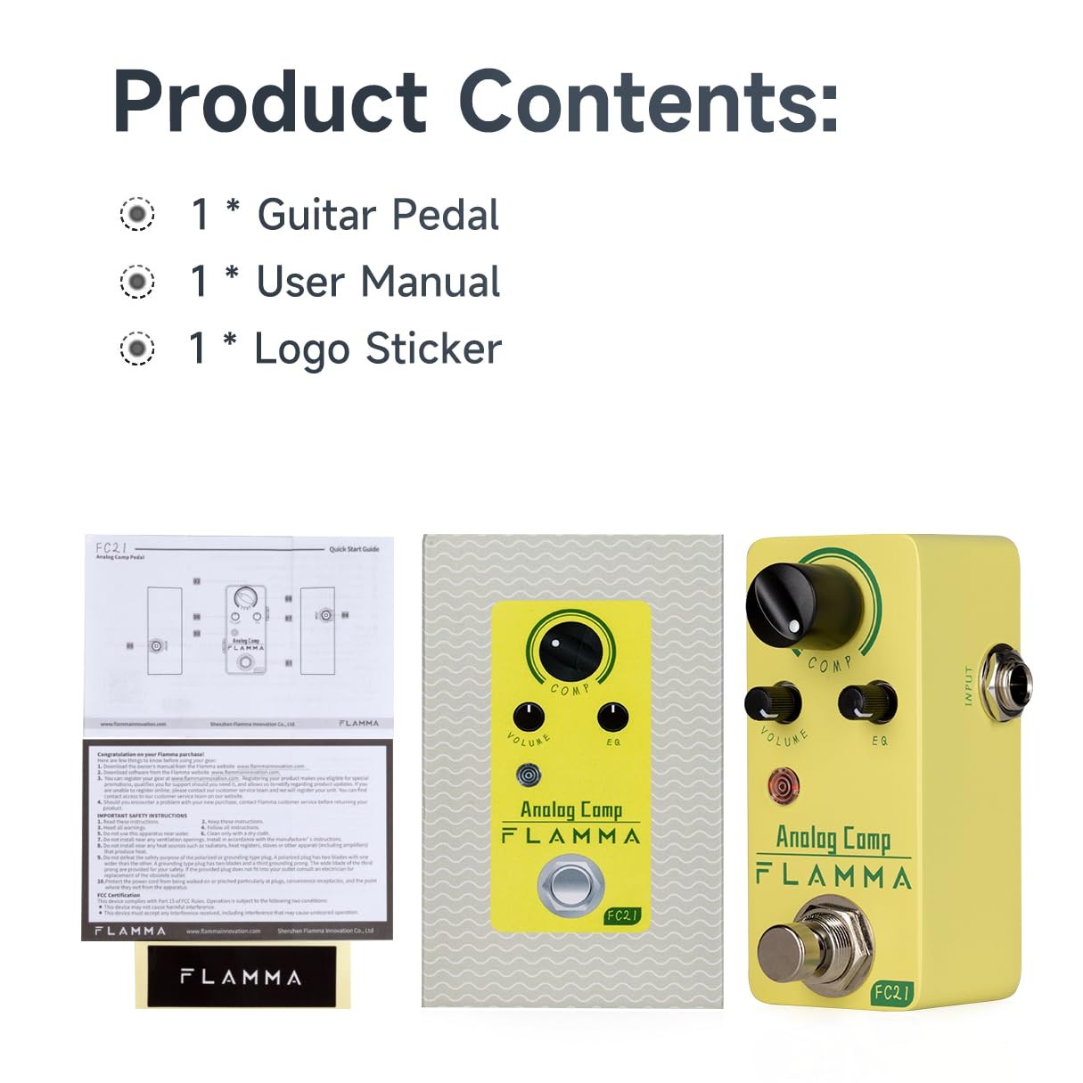 FLAMMA FC21 Compressor Pedal Electric Guitar Effects Pedal Classic Optical Compressing Effect True Bypass - Medaid International