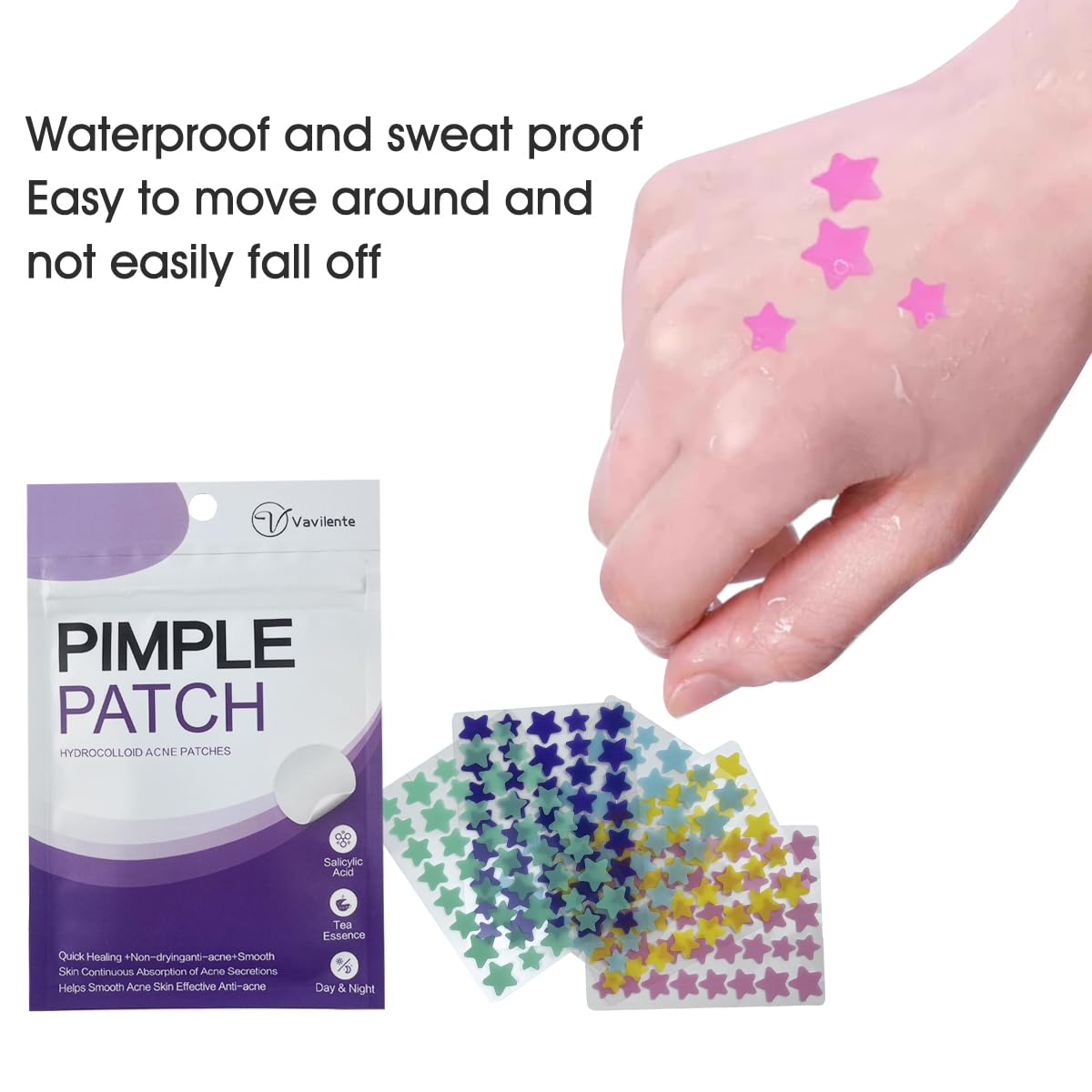 Vavilente Pimple Patches for Face Zit Dots,Hydrocolloid Pimple Patch Star with Tea Tree Oil Acne Patches Invisible,Star Face,Cute Acne Patch-Day and Night Use(200 Count) - Medaid International