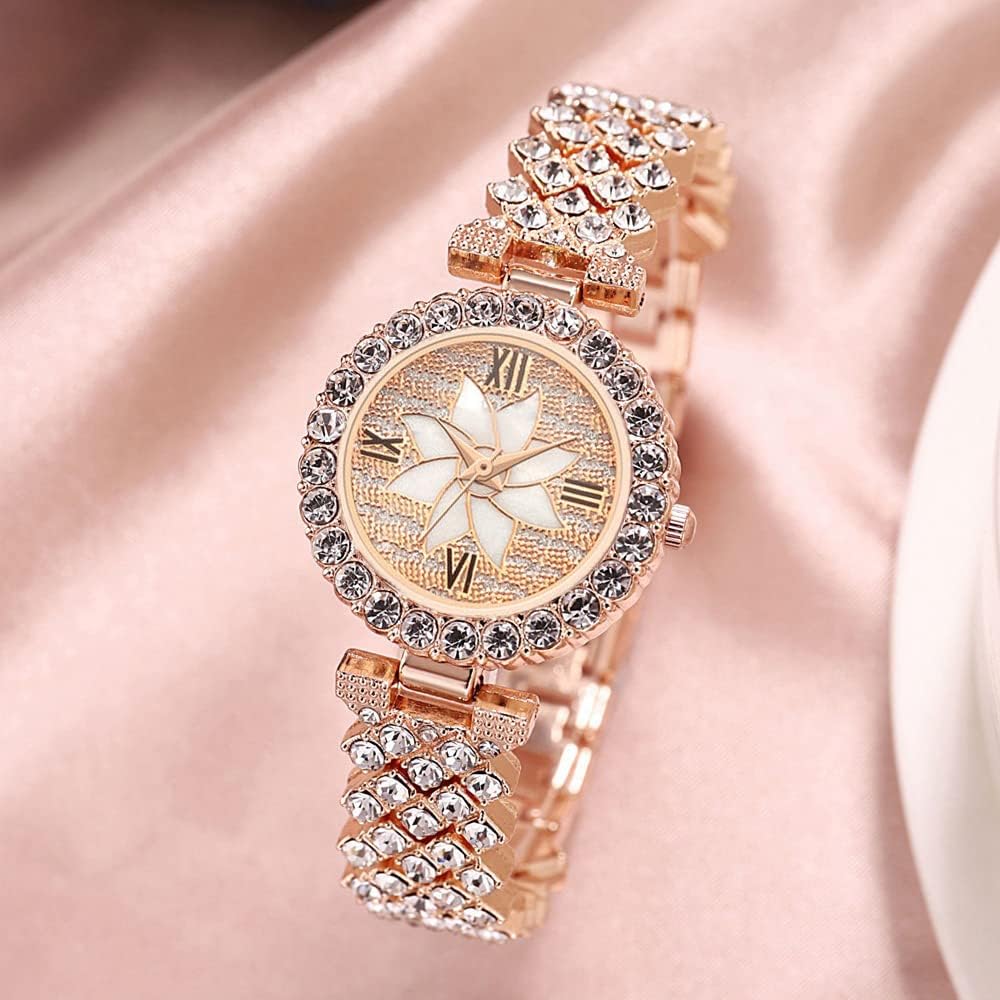 KASTWAVE Luxury Women Wrist Watches, Fashion Casual Quartz Watch Ladies Watch, Watch Luxury Crystal Rhinestone Diamond Wrist Watch Stainless Steel Fashion Bling Iced-Out Watch