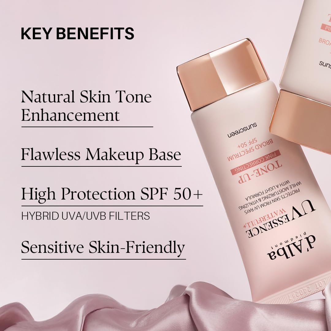 d'alba Piedmont Waterfull Tone-Up Sunscreen Serum BROAD SPECTRUM SPF 50 + Korean Sunscreen for Face, All Skin Tones, Sweat Proof Formula (1.69 fl.oz.) - Medaid International