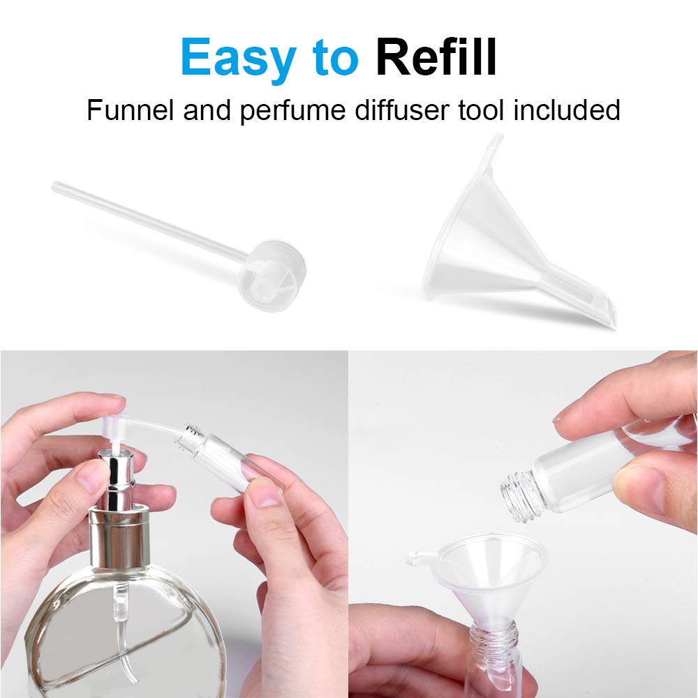 Portable Mini Refillable Perfume Bottle, 3 Pcs Travel Size Perfume Atomizer Empty Spray Bottle Case for Outdoor and Traveling with Funnel and Perfume Diffuser (A - 6ml (Black+Silver+Dark Blue)) - Medaid International