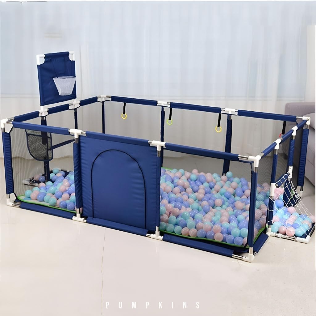 Baby Playpen, Fold Down Safety Playpen for Toddlers, Extra Large & Reliable Play Center for Infants with Anti Slip Suckers and Super Soft Breathable Mesh, 180×120×62cm
