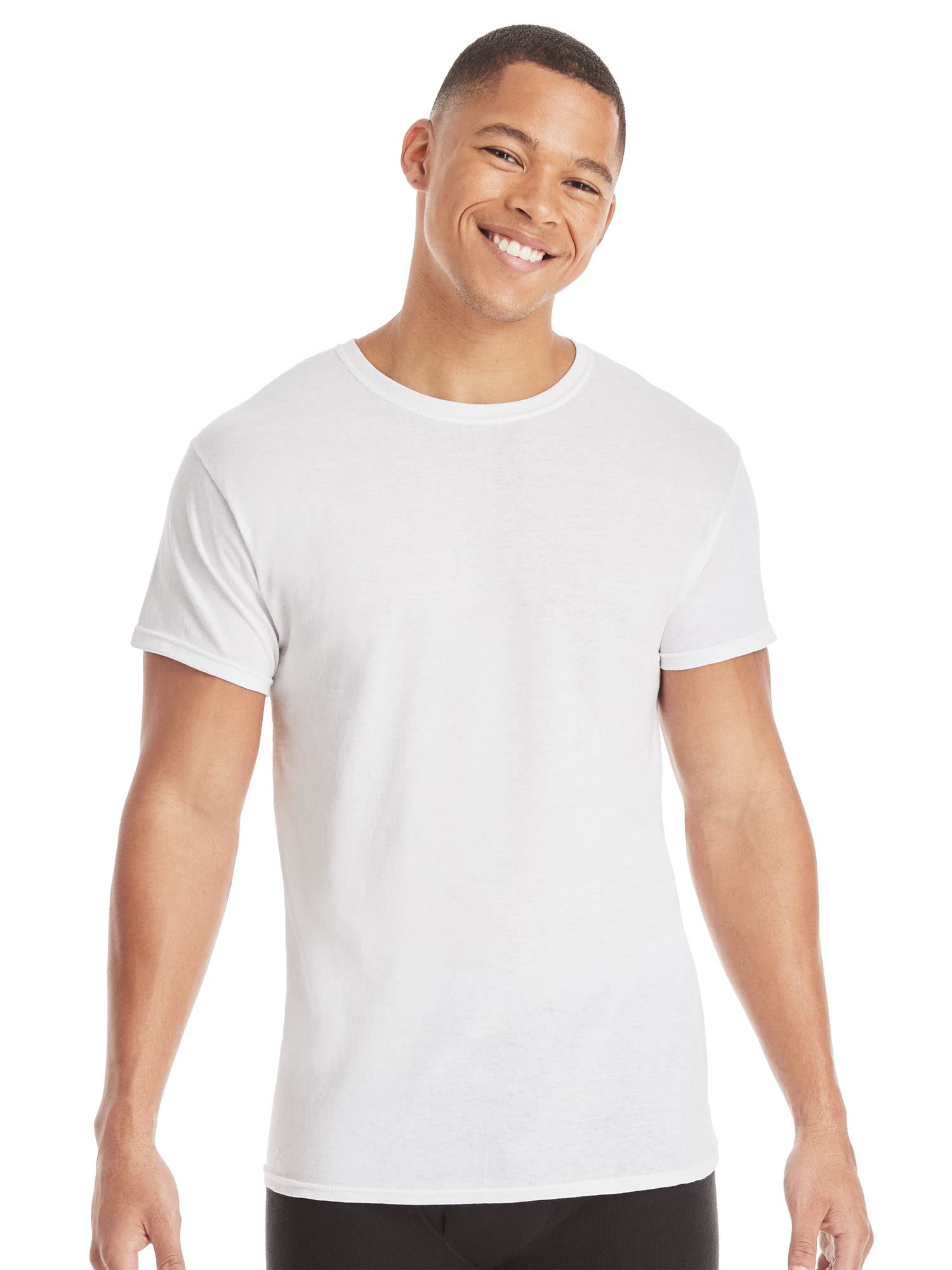 Hanes Mens Cotton, Moisture-wicking Crew Tee Undershirts, Multi-packs, White - 3 Pack, Large US - Medaid International