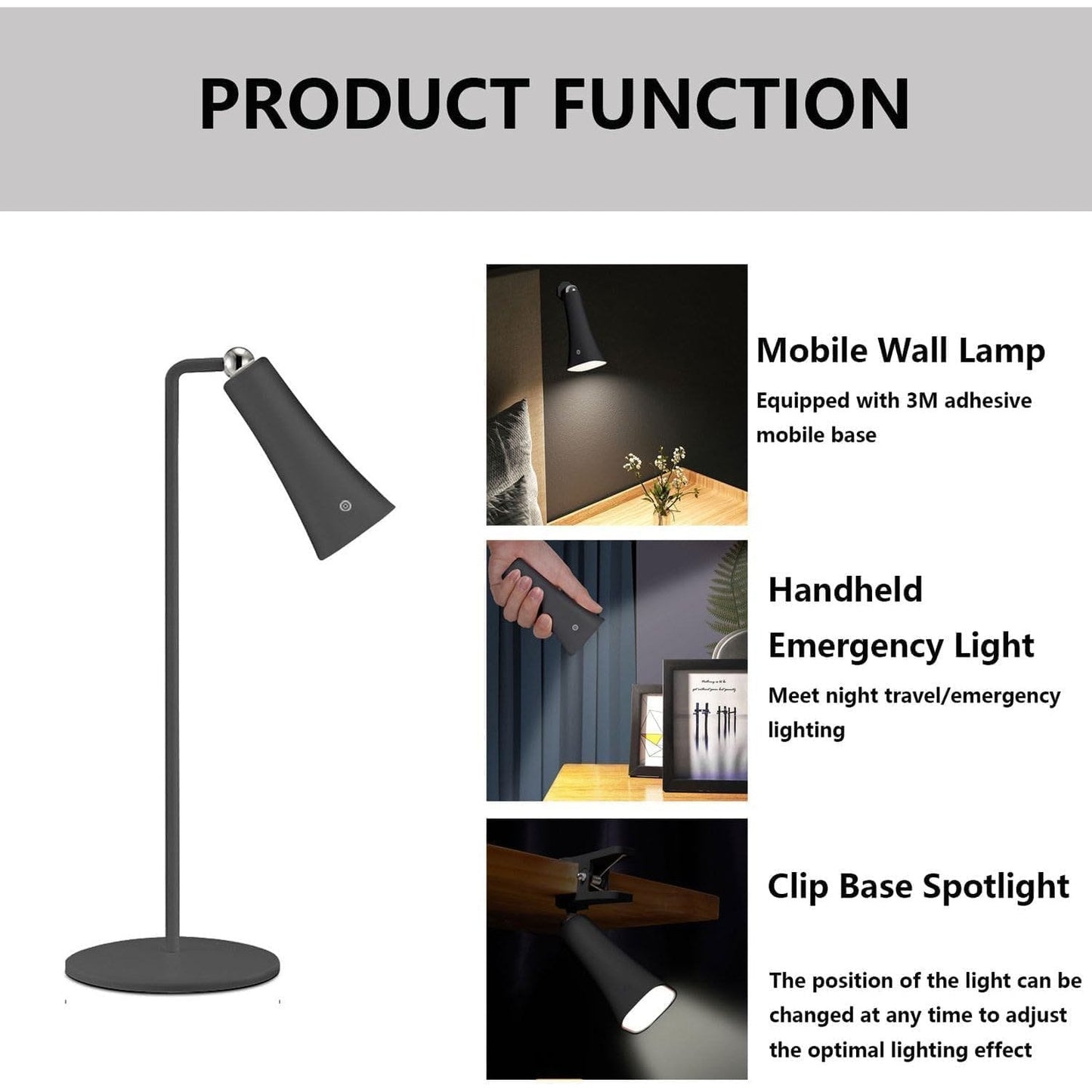4 in 1 Rechargeable Desk Lamp (180 degrees)