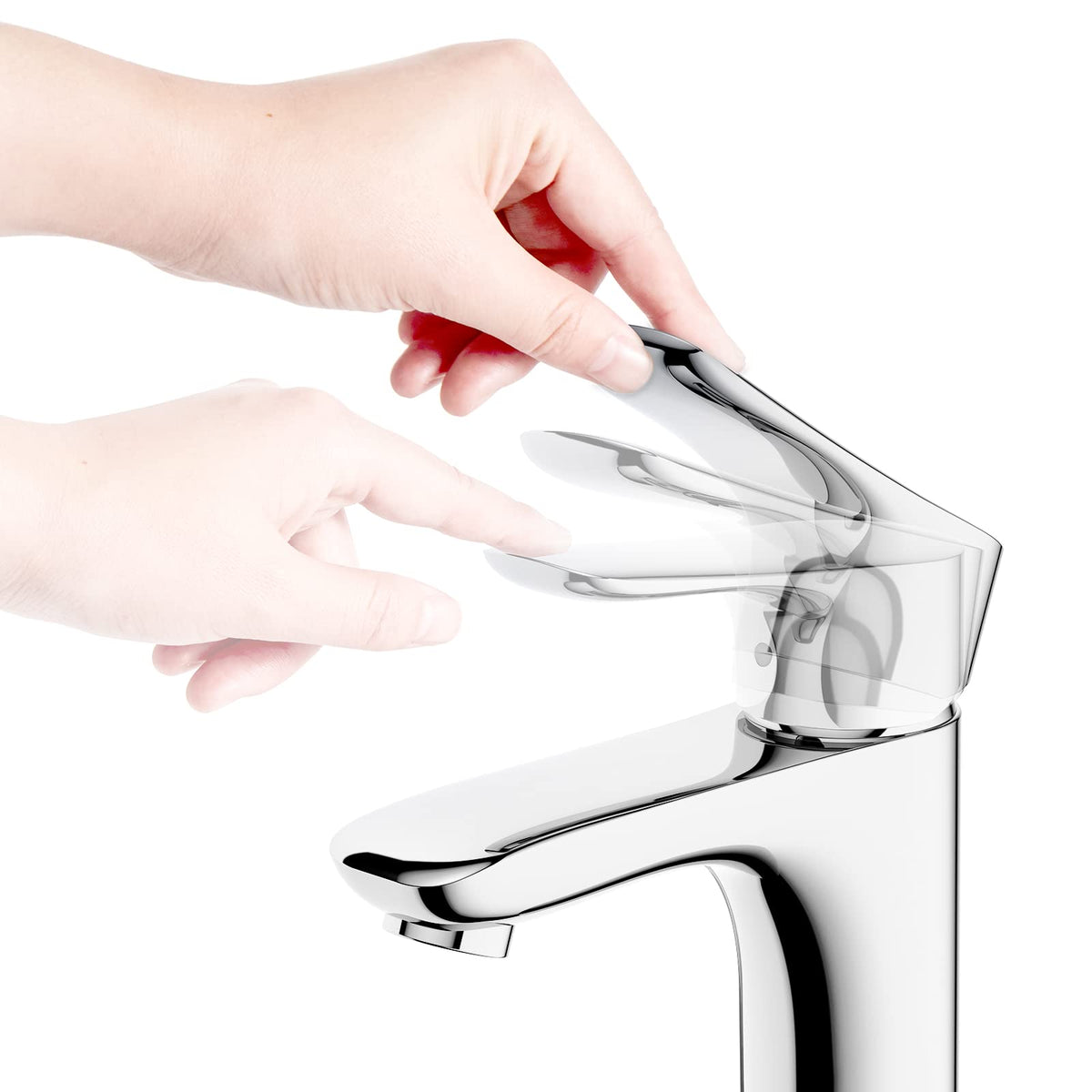 JOMOO Bathroom Mixer, Single-Lever Water-Saving Basin Mixer, Cold & Hot Water Bathroom Faucet Lavatory Vanity Faucet Modern RV Faucet Deck Mount,Chrome