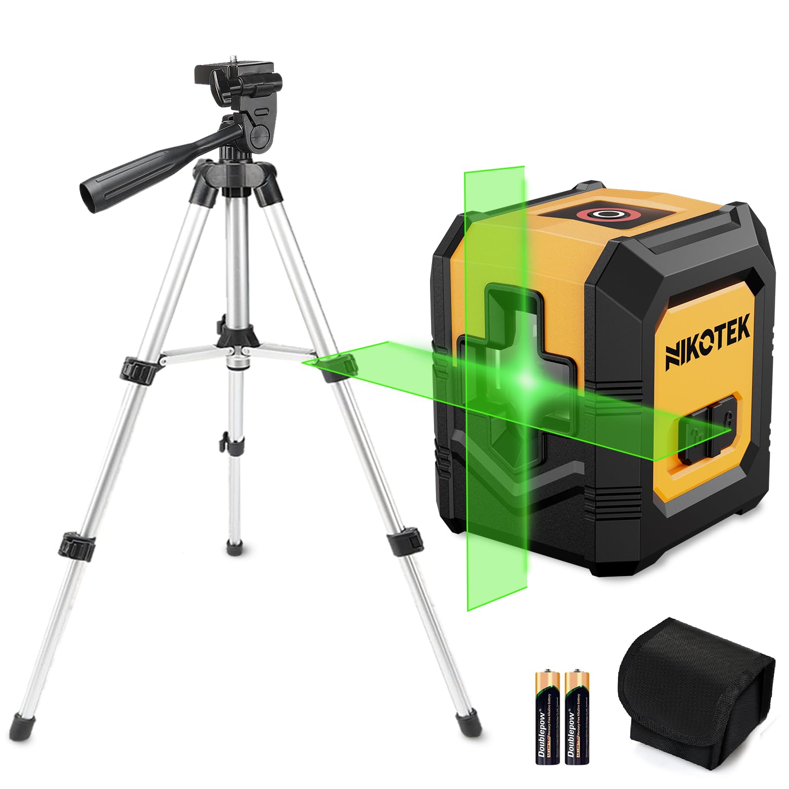 Nikotek Laser Level with Tripod, Self-Leveling Green Beam Horizontal and Vertical Cross-Line Laser for Home Decoration Carrying Pouch, Battery Included - Medaid International