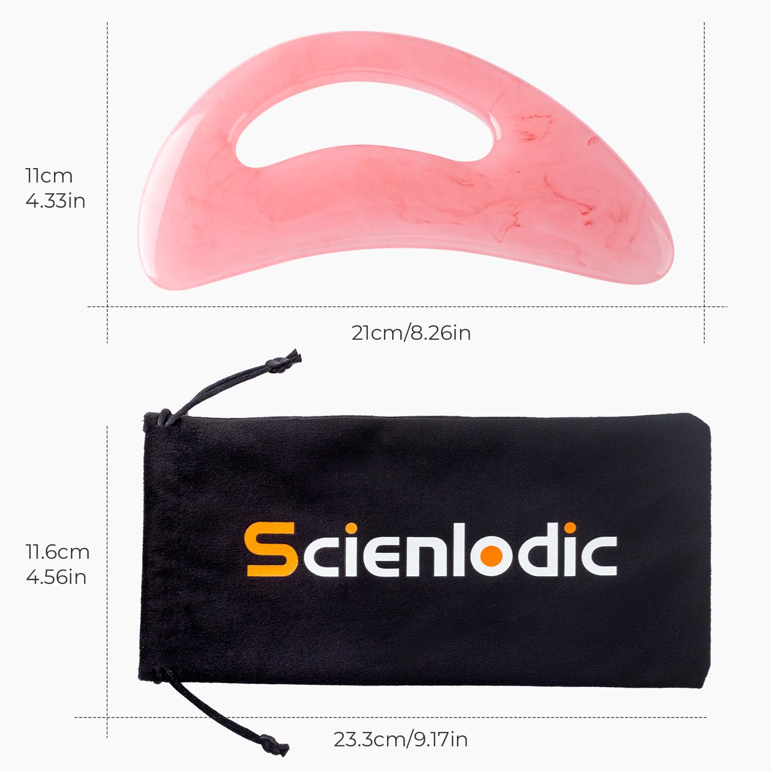Scienlodic Gua Sha Massage Tool with Handle (Resin) Larger Guasha Scraping Tool for Back Neck Face Leg Massage, Lymphatic Drainage, Cellulite Remove - Large - Medaid International