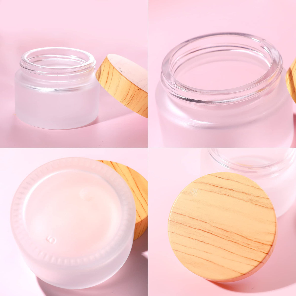 TERRIFI Cosmetic Containers, 10ML Frosted Glass Jars with Leakproof Lids for Makeup, Lip Scrub, Balm, Lotions, Eye Creams & DIY Samples (8 Pack)