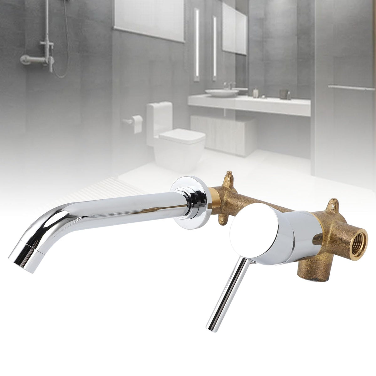 Wall Mounted Basin Faucet, Full Copper Hot and Cold 7.9in