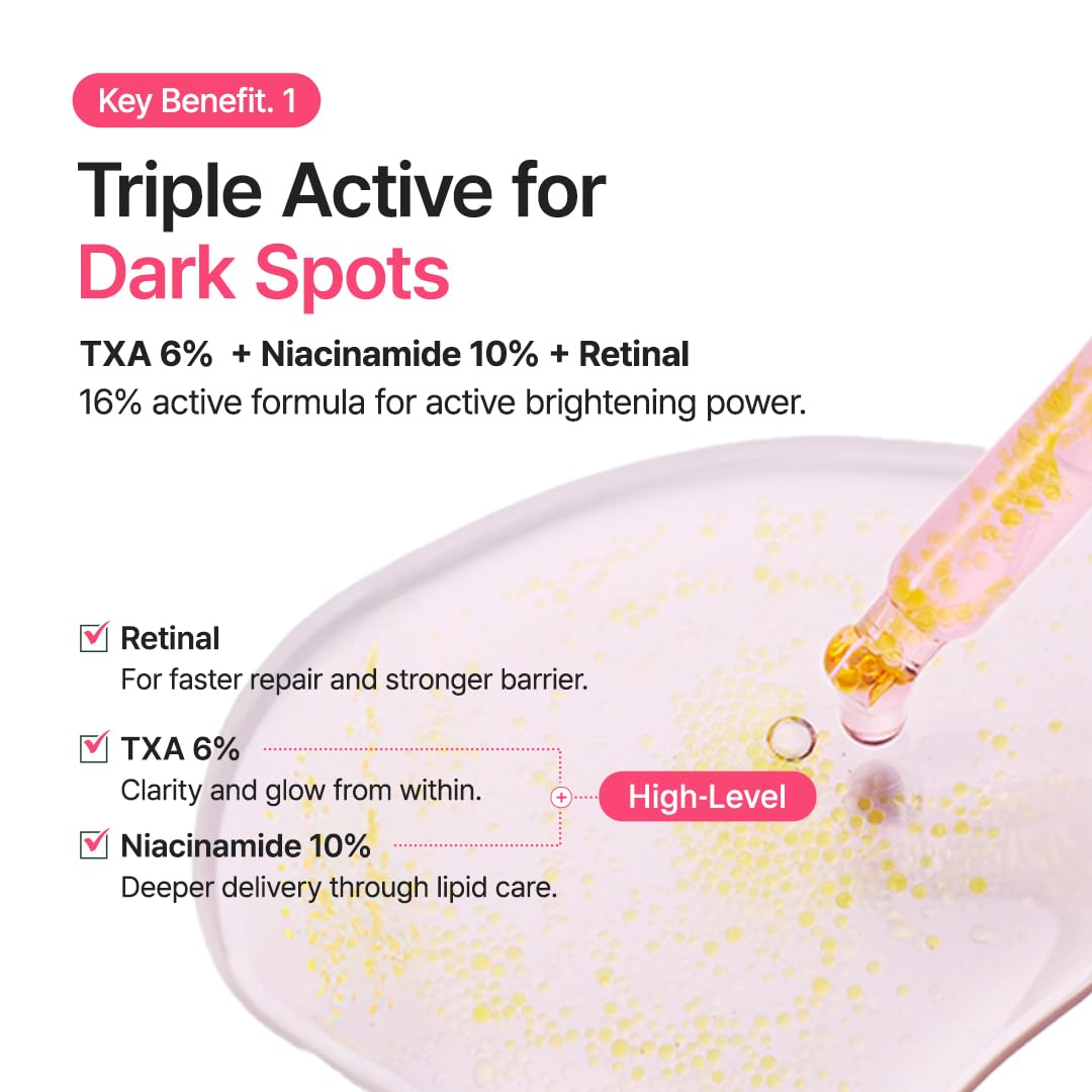 PURITO TXA 6% + Niacinamide 10% + Retinal Facial Serum | for Dark Spots, Hyperpigmentation, Uneven Tone | High-Level Tranexamic Acid 6% | Korean skincare, 30mL 1.01 fl.oz - Medaid International