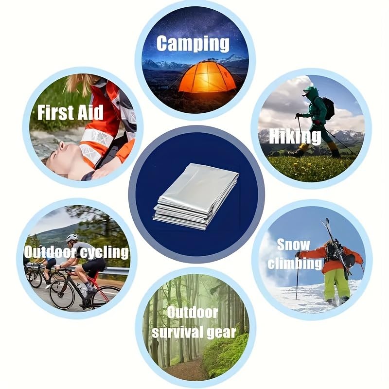 Emergency Mylar Thermal Blankets,Space Blanket Survival kit Camping Blanket, Perfect for Outdoors, Hiking, Survival, Bug Out Bag,Marathons or First Aid-55 X 82