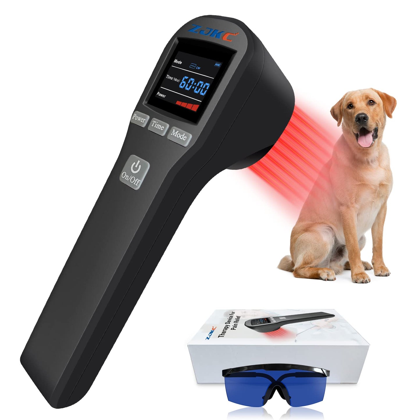 ZJKC Cold Laser Therapy Device for Muscle & Joint, 4x808nm+16x650nm, Pain Relief, Accelerate Healing, Home Light Therapy for Dogs, Cats, Horses and Animals(Black) - Medaid International