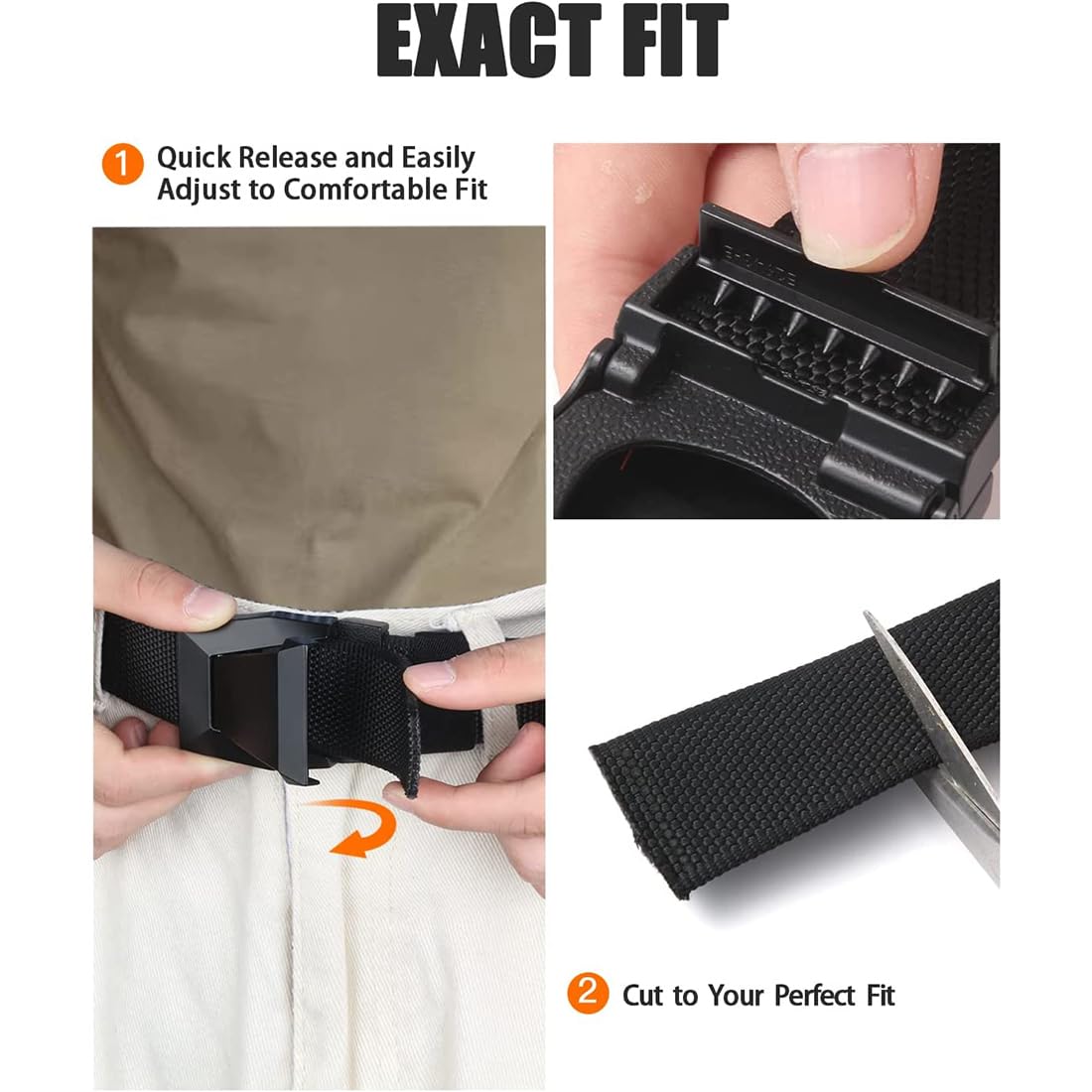 TERRIFI Nylon Stretch Belt for Men - Elastic Tactical Golf Belt, Hiking Rigger Webbing Work Belt With Heavy Duty Quick Release Buckle, Jeans Woven Elastic