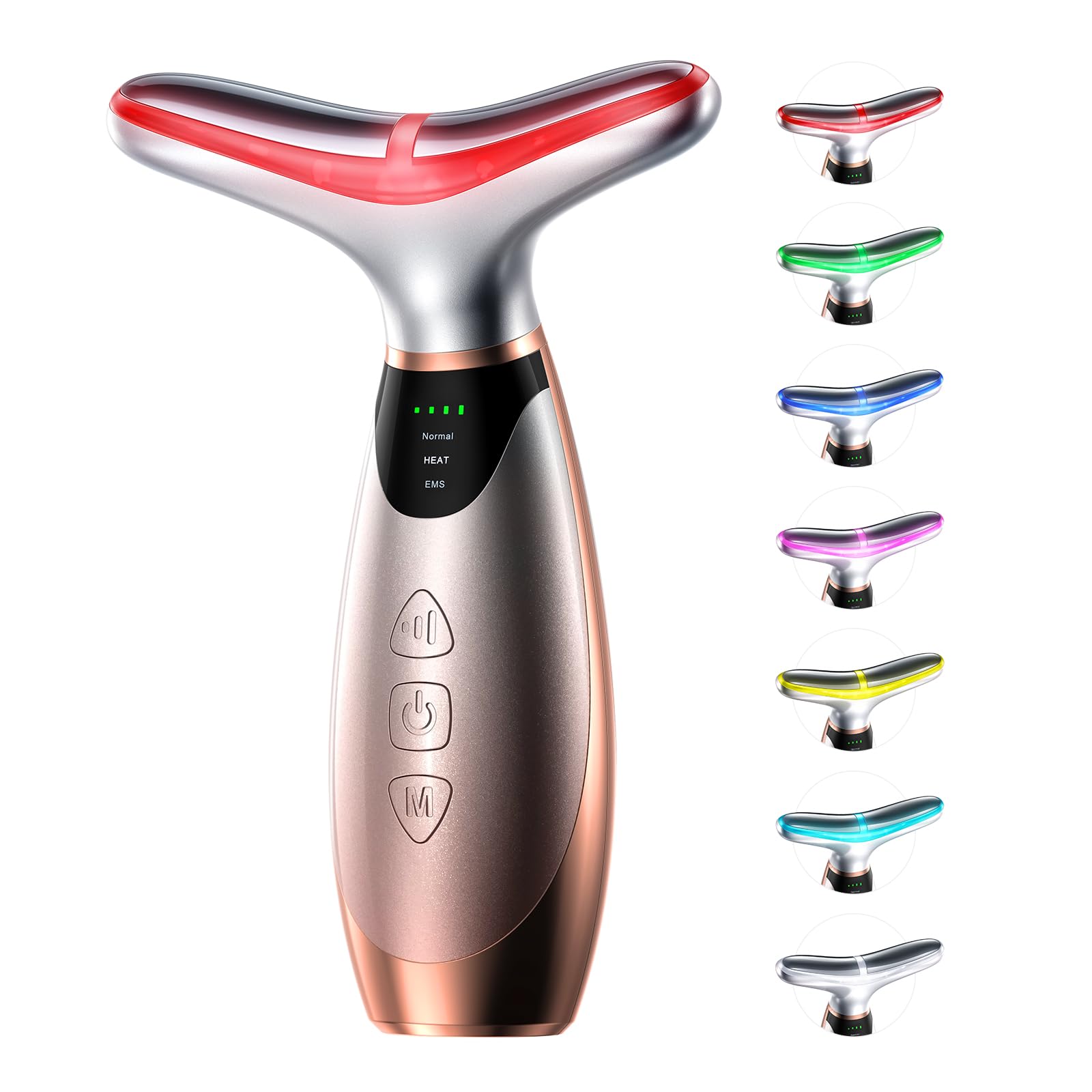 Pedete Facial Massager, 7 Colors Red Light Therapy for Face and Neck, Face Lift Device with 113°F Heating Vibration for Multi Skin Care - Medaid International