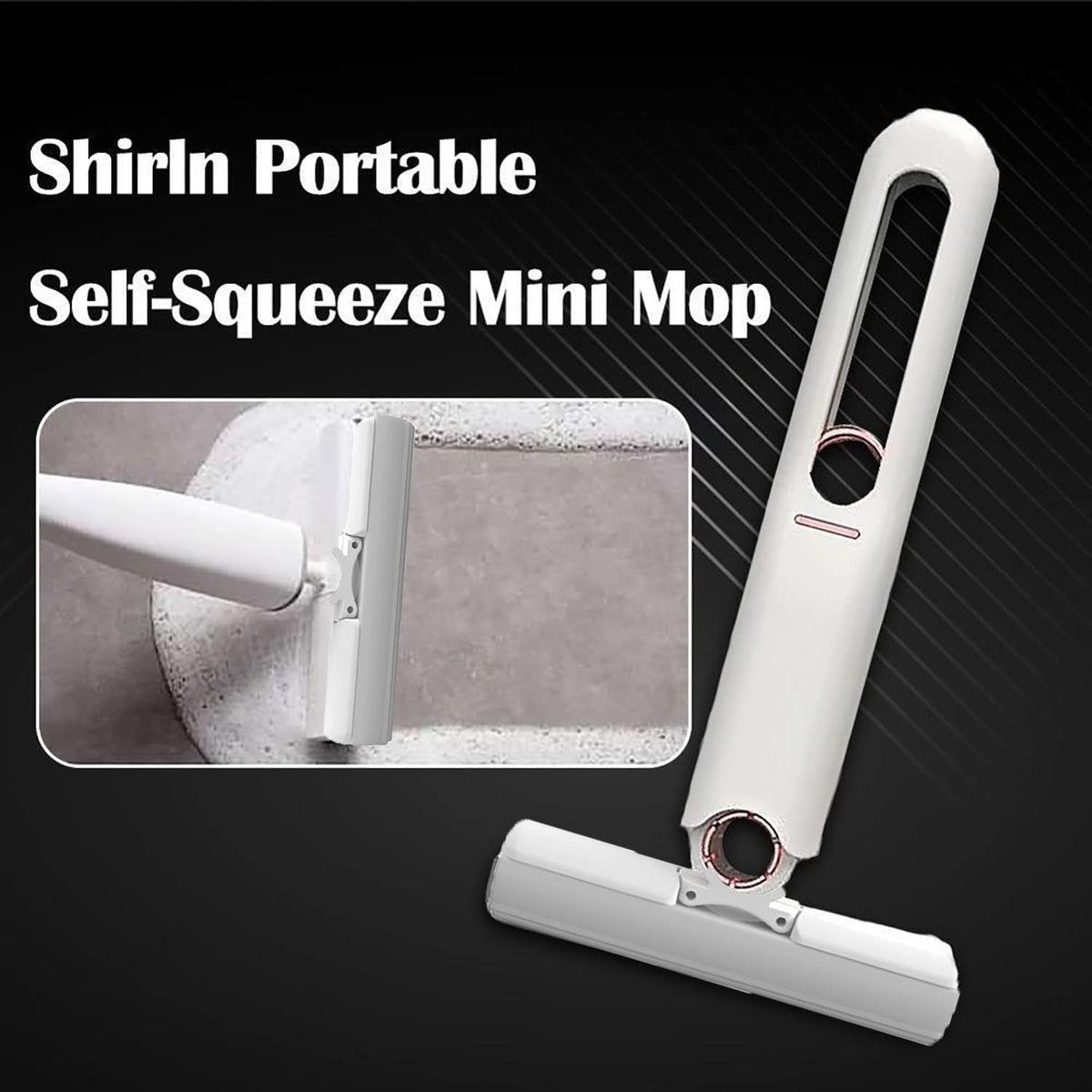 KASTWAVE Portable Mini Mop, Hand-Free Squeeze Mop, Wash-Free Strong Absorbent for Bathroom and Kitchens