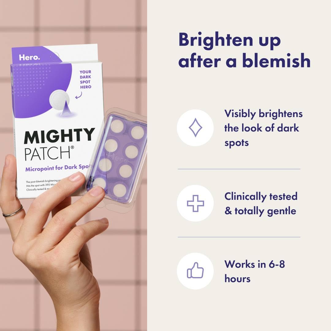 Hero Cosmetics Mighty Patch Micropoint™ for Dark Spots - Post-Blemish Dark Spot Patch with 395 Micropoints, Dermatologist Tested and Non-irritating (8 Count) - Medaid International