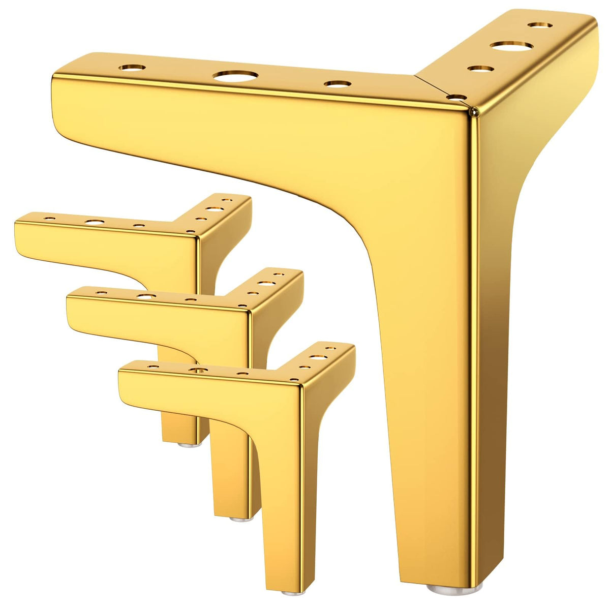 KASTWAVE Furniture Legs, 17cm Heavy Duty Furniture Metal Table Legs with Screws & Protector Feet for Cabinet, Wardrobe, TV Cabinets, Drawers, Nightstand (4 Pcs, Gold)