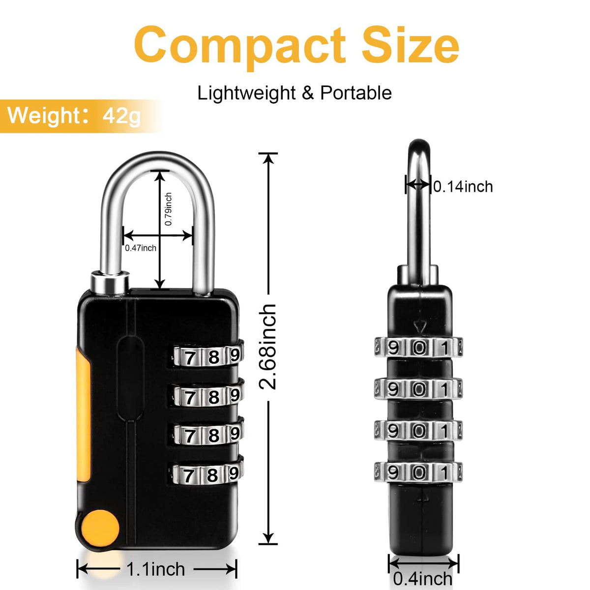 KASTWAVE Combination Padlocks, Luggage Lock Suitcase Locks, 2 Pack Small Waterproof Padlocks, 4 Digit Code Security Locks for School Gym Locker, Gate, Shed, Tool Boxes, Fences