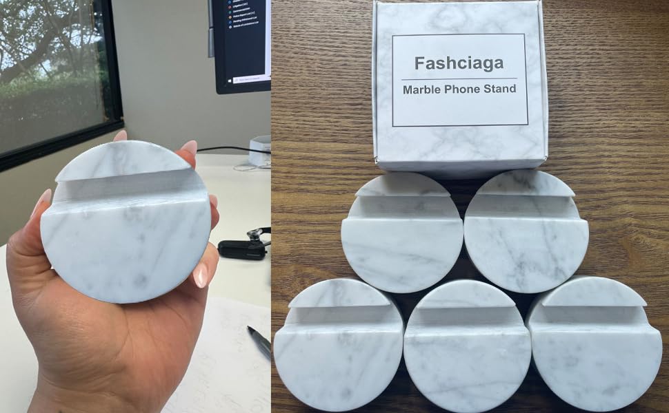 fashciaga Luxurious Marble Cell Phone Stand Holder for Cellphone Tablet On Desk, Countertop, Table, Nightstand. Heavy Real Stone Mobile Phone Stands (Solid) - Medaid International