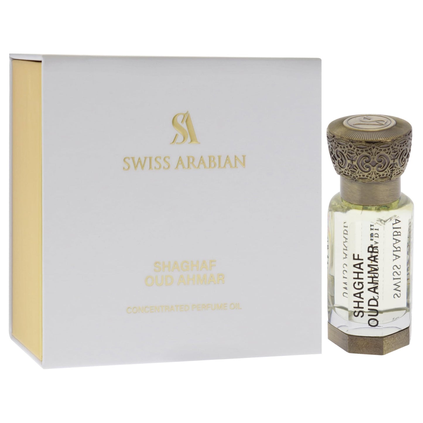 Swiss Arabian Shaghaf Oud Ahmar - Luxurious Concentrated Perfume Oil - Long Lasting Artisan Perfume with Notes of Iris, Amber, and Vanilla - 0.4 oz - Medaid International