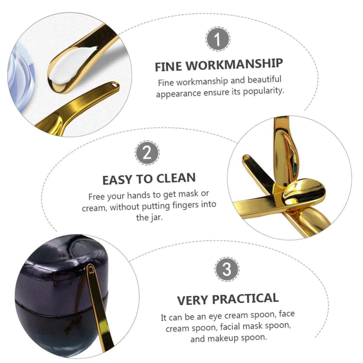 HEALLILY 5pcs Makeup Supply Zinc Alloy Face Cream Eye Cream Spoon for Skincare Golden Facial Mask Scoop Travel-friendly Design - Medaid International