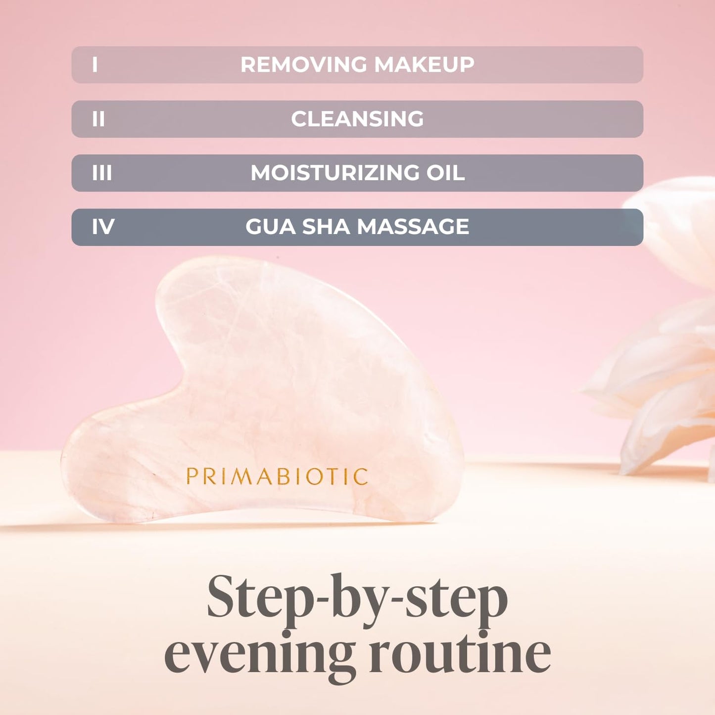 PRIMABIOTIC Gua Sha Stone – Facial Massage Tool for Wrinkles – Rose Quartz Guasha – Skin Care – Beauty Products – Massage Tool for Skin Care – Anti-Aging - Medaid International