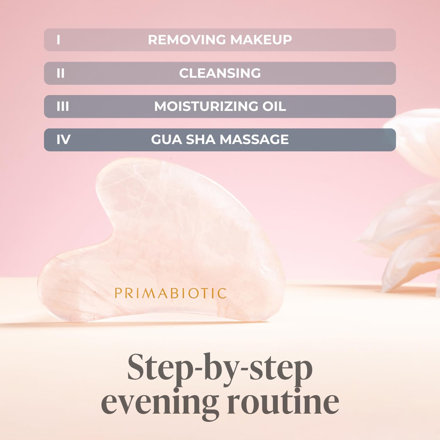 PRIMABIOTIC Gua Sha Stone – Facial Massage Tool for Wrinkles – Rose Quartz Guasha – Skin Care – Beauty Products – Massage Tool for Skin Care – Anti-Aging - Medaid International