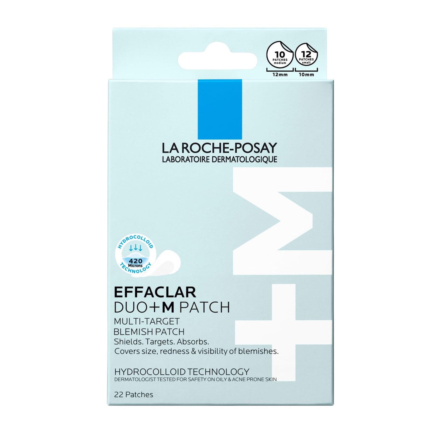 La Roche-Posay Effaclar Multi-Target Blemish Patches, Hydrocolloid Pimple Patches For Face Shields, Targets & Absorbs, Suitable Under Makeup, 22 Patches, 12 Small Size & 10 Medium Size - Medaid International