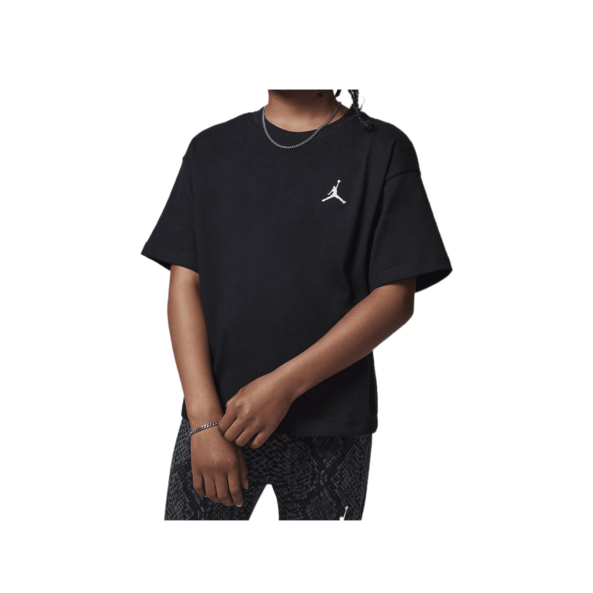 Jordan Brooklyn Essentials Big Kids' T-Shirt (Black, 45D311-023) Size X-Large - Medaid International